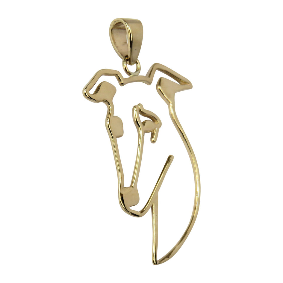Whippet in 14K Gold Silhoutte Head Pendant