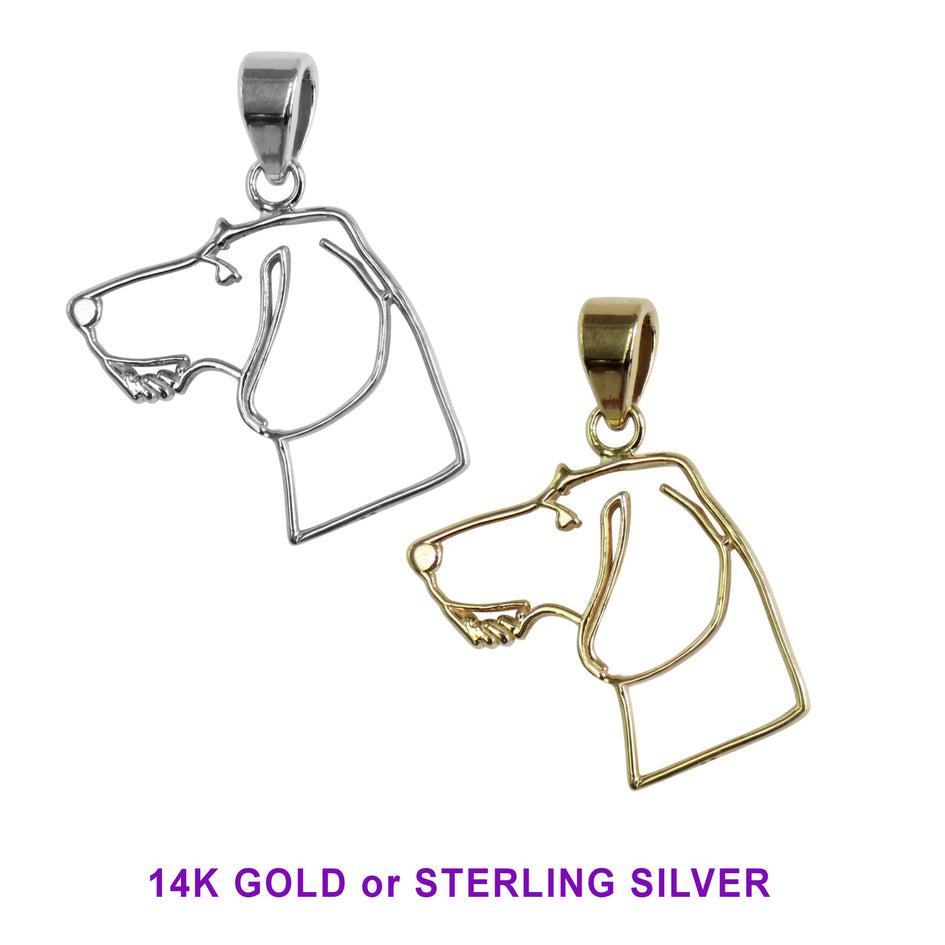 Dachshund (Wirehaired) in Sterling Silver Silhoutte Head Pendant