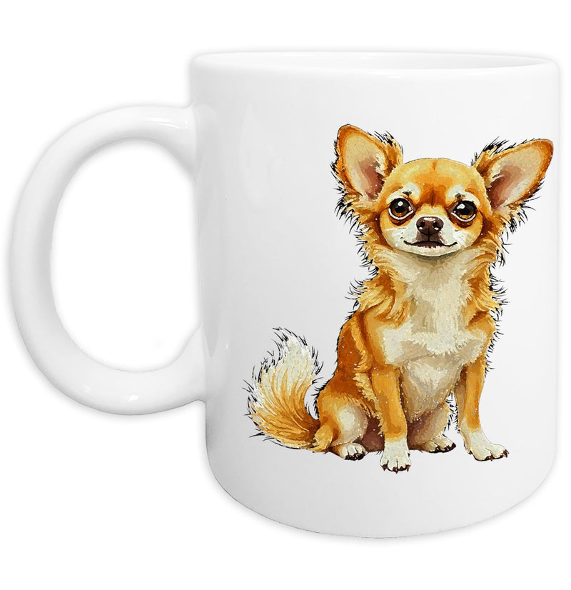 Chihuahua (Long Hair) Watercolor - Ceramic Mug