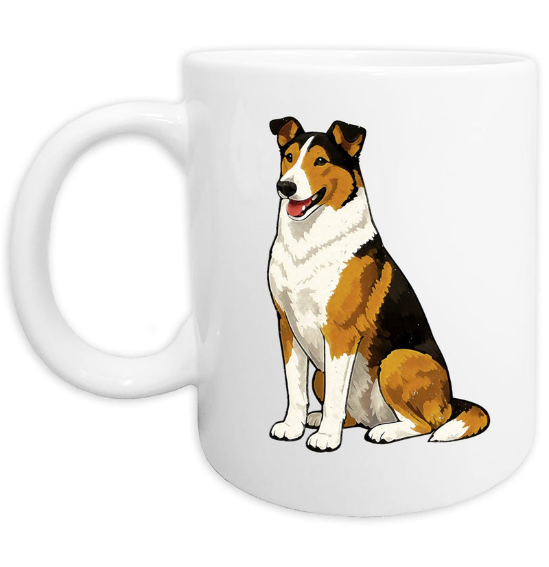Collie (Smooth - Black, White & Tan) Watercolor - Ceramic Mug