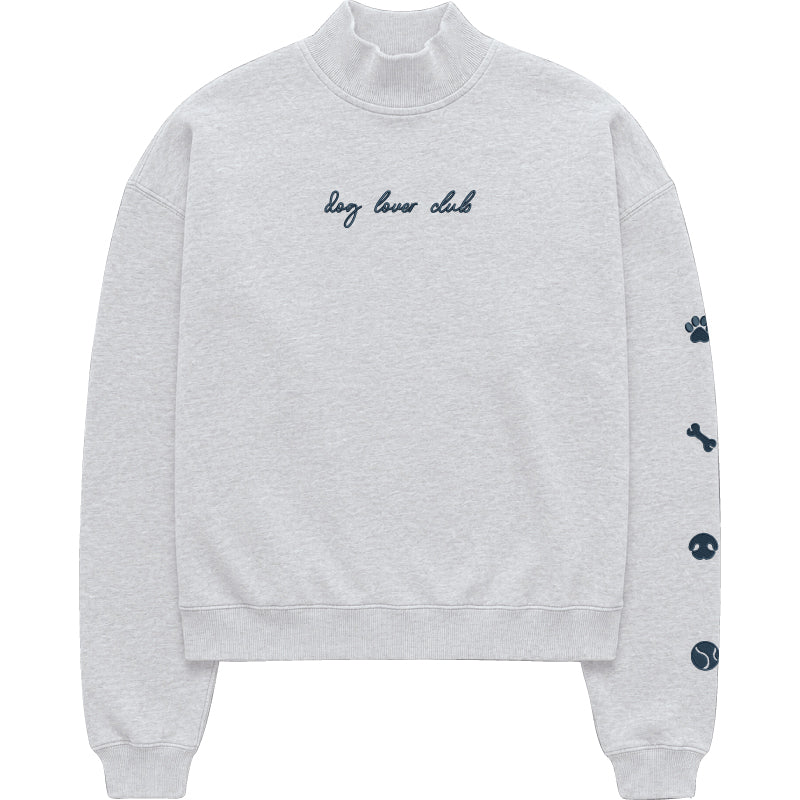 Dog Lovers Club Embroidered Mock Neck Sweatshirt