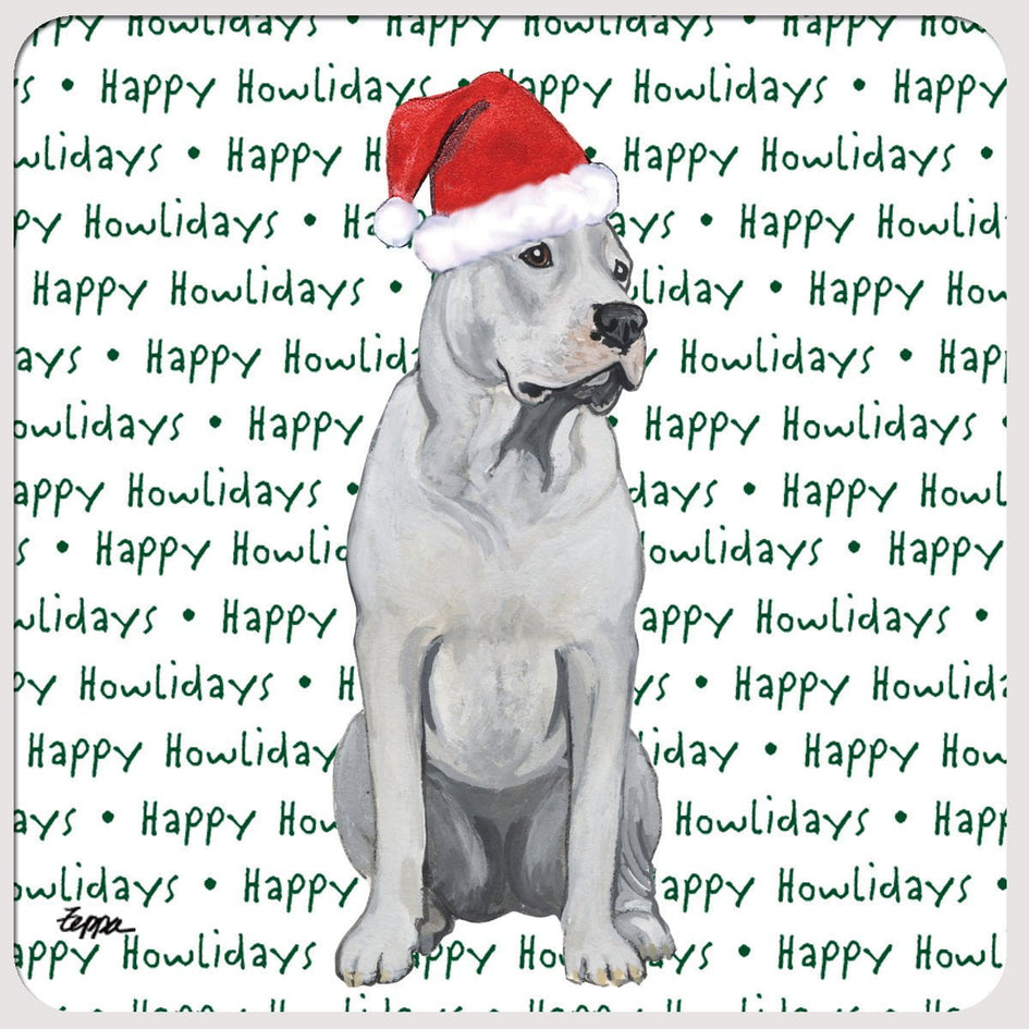 Dogo Argentino "Happy Howlidays" Coaster