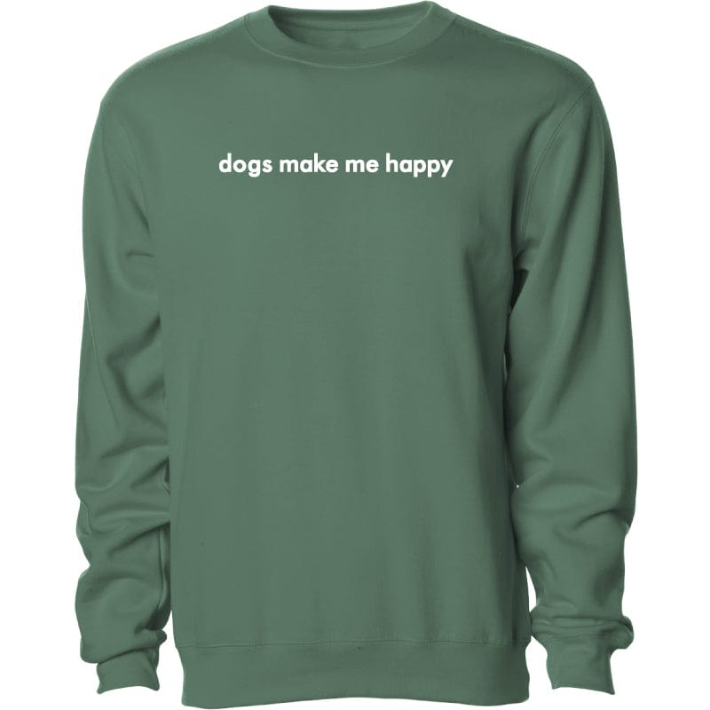 Dogs Make Me Happy - Embroidered Crewneck Sweatshirt