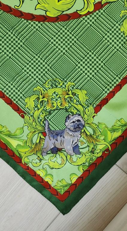 Cairn Terrier Green Square Silk Scarf