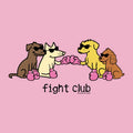 a graphic of four cartoon dogs on roller skates and the text 'fight club'