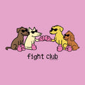 A pink graphic print featuring four cartoon dogs wearing sunglasses and pink boxing gloves, with the text 'fight club' below them. The small text at the bottom right reads '© 2024 GOOD DAY CANVAS'.