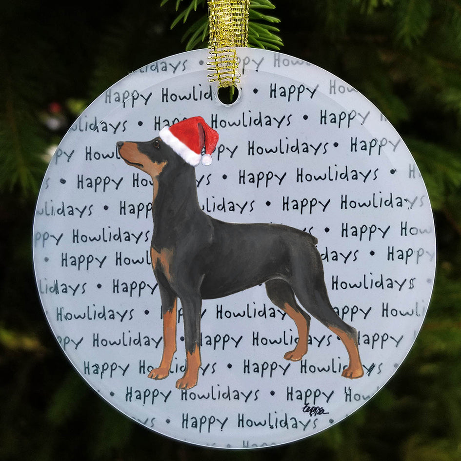 German Pinscher  "Happy Howlidays" Ornament