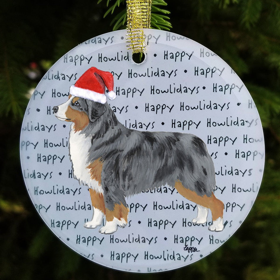 Miniature American Shepherd "Happy Howlidays" Ornament