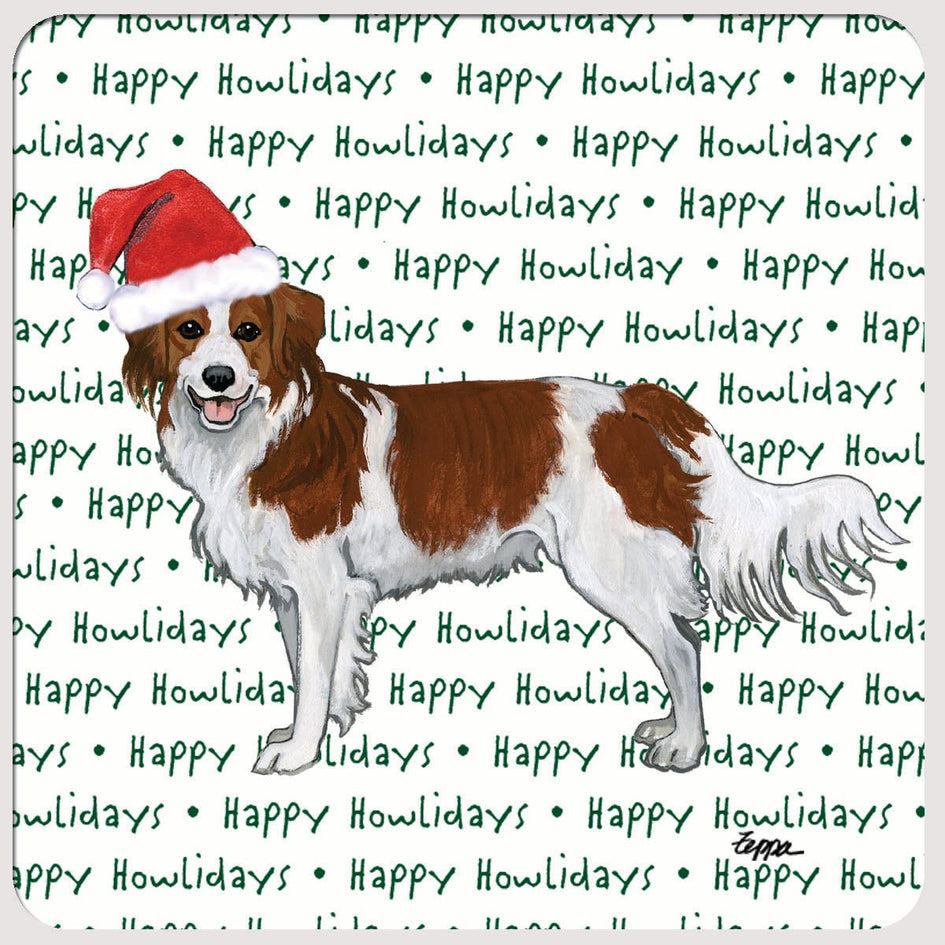 Nederlandse Kooikerhandje "Happy Howlidays" Coaster