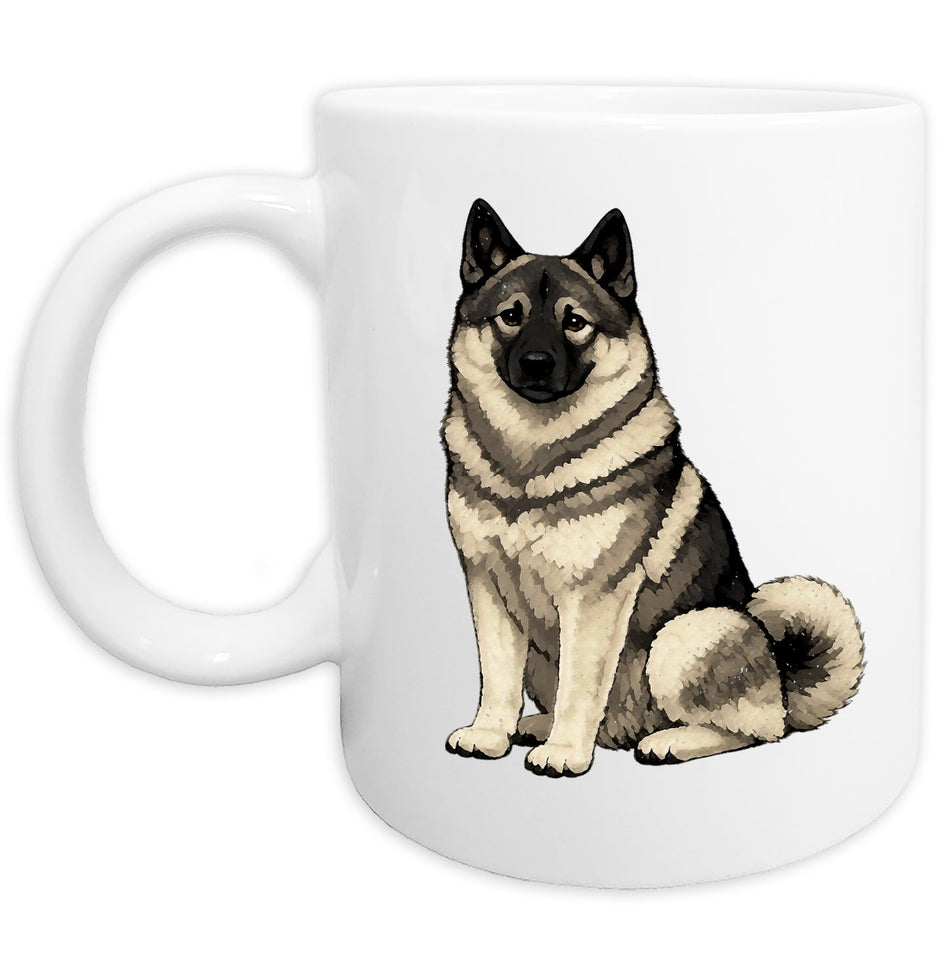 Norwegian Elkhound Watercolor - Ceramic Mug