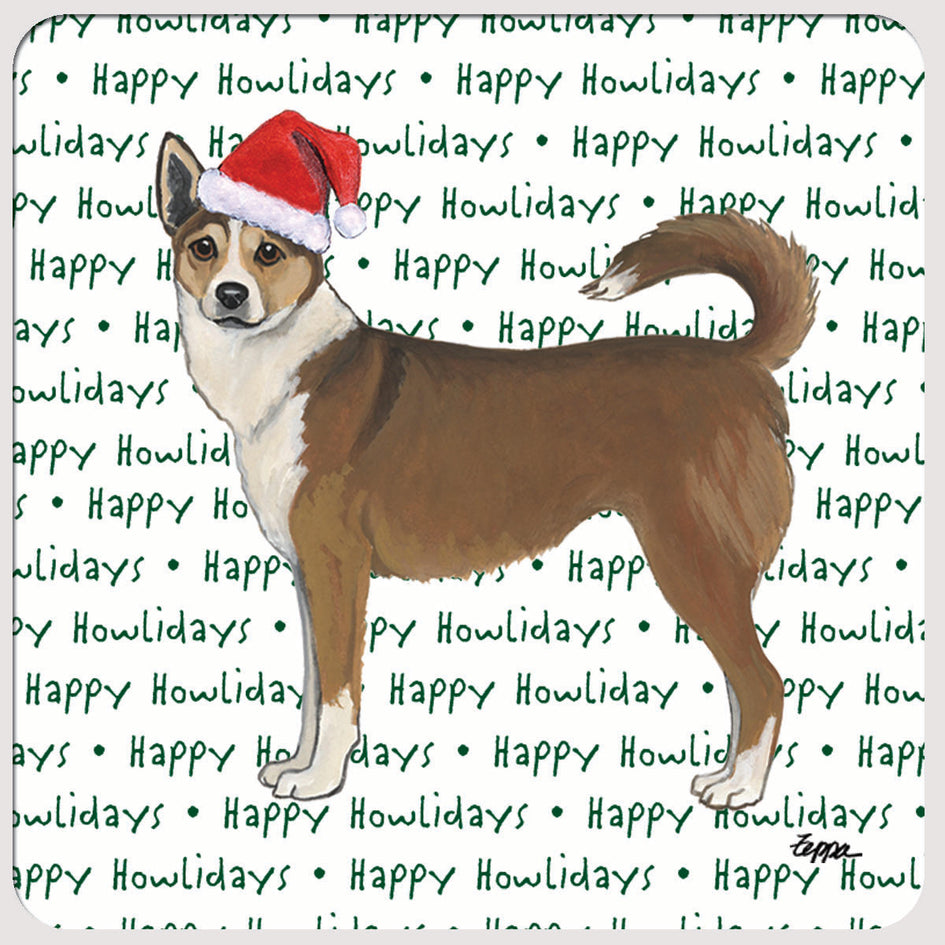 Norwegian Lundehund  "Happy Howlidays" Coaster