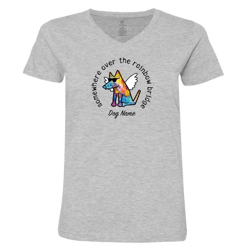 Somewhere Over The Rainbow Bridge - Ladies T-Shirt V-Neck