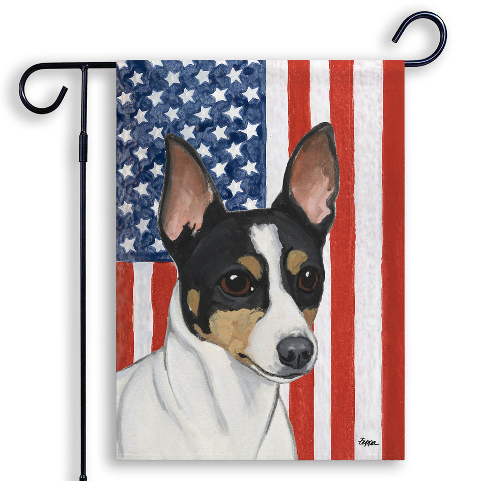 Toy Fox Terrier Americana Garden Flag
