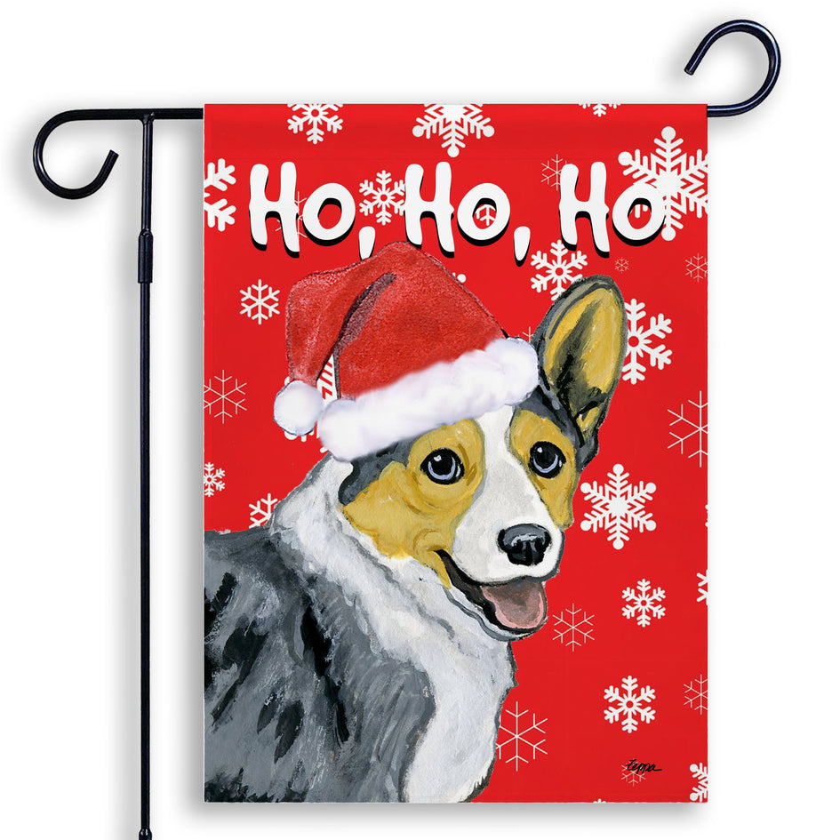 Cardigan Welsh Corgi  Ho Ho Ho Holidays Garden Flag