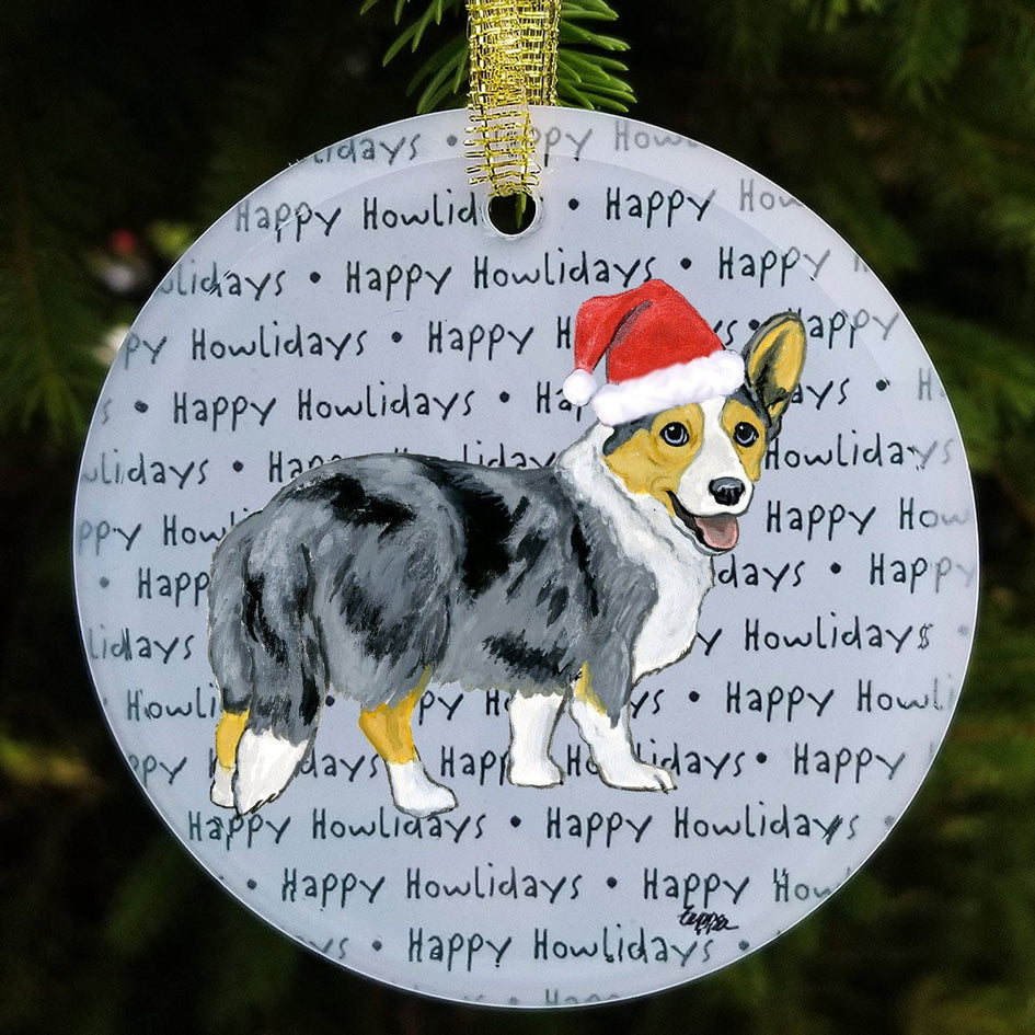 Cardigan Welsh Corgi "Happy Howlidays" Ornament