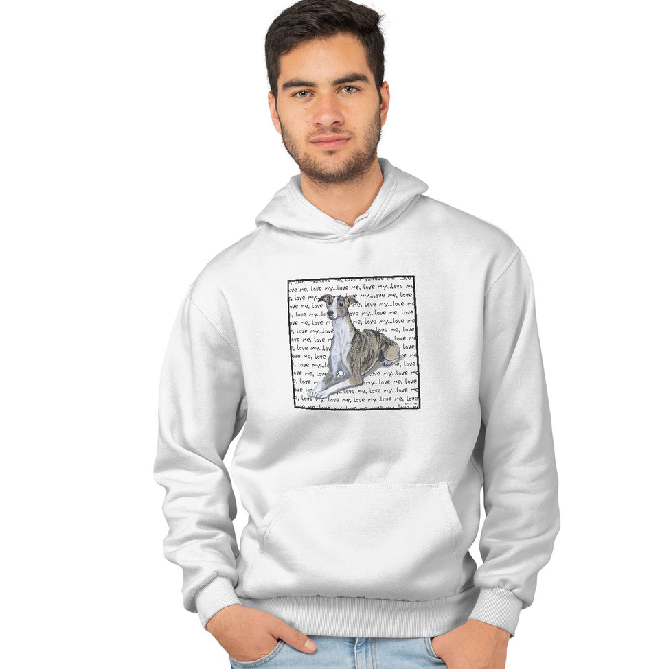 Whippet Love Text - Adult Unisex Hoodie Sweatshirt