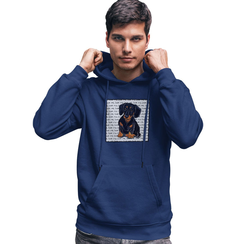 Black Dachshund Love Text - Adult Unisex Hoodie Sweatshirt