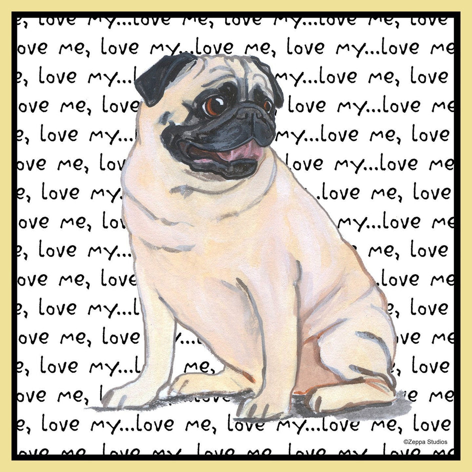 Pug Love Text - Adult Unisex T-Shirt