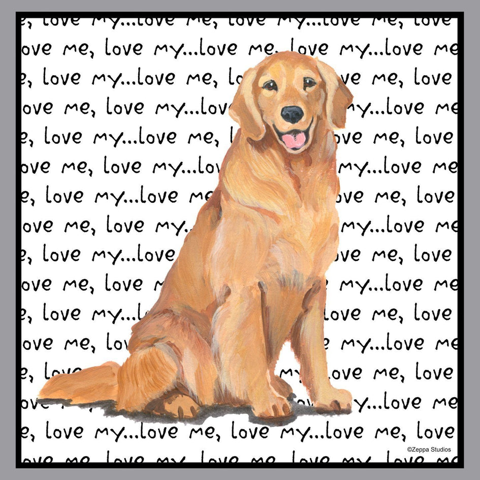 Golden Retriever Love Text - Adult Unisex Hoodie Sweatshirt