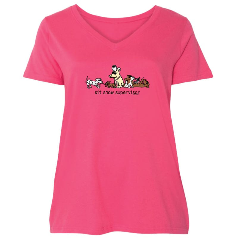 Sit Show Supervisor - Plus V-Neck T-Shirt