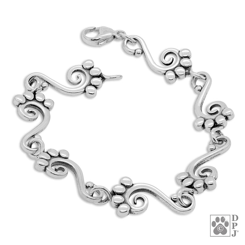 Sterling Silver Pawtner For Life Paw Print Bracelet