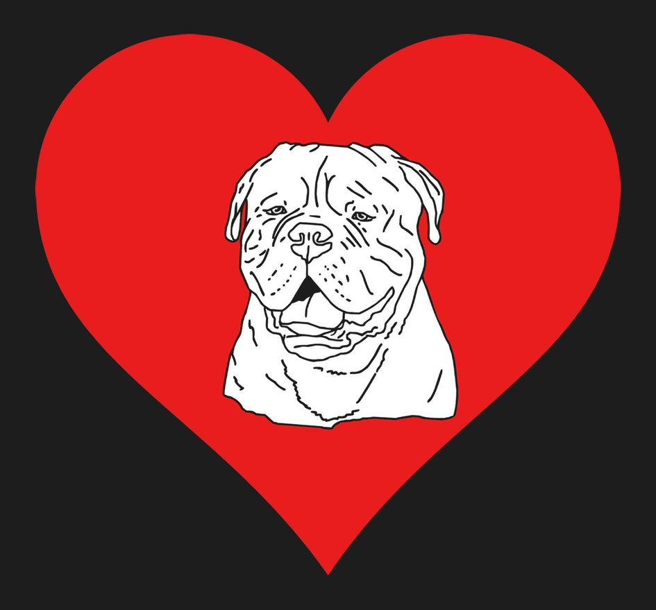 Dogue de Bordeaux on Heart Left Chest - Full-Zip Hoodie Sweatshirt