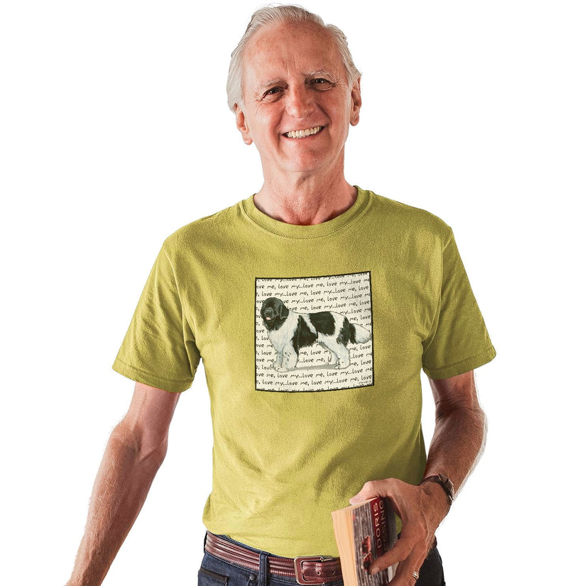 Black & White Newfoundland Love Text - Adult Unisex T-Shirt