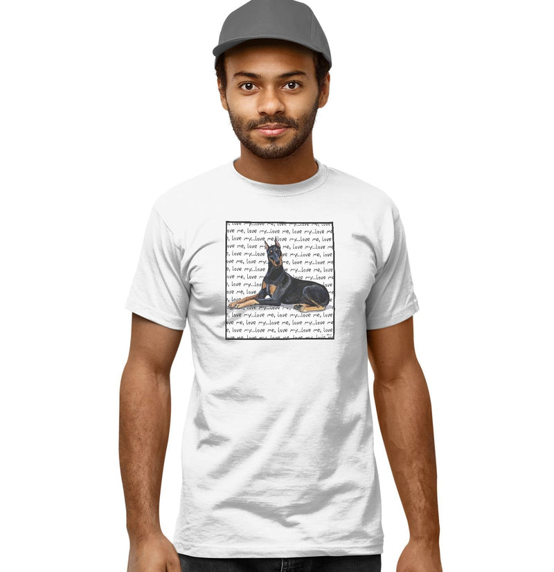 Doberman Pinscher Love Text - Adult Unisex T-Shirt