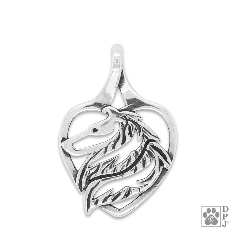 Collie In Heart Necklace