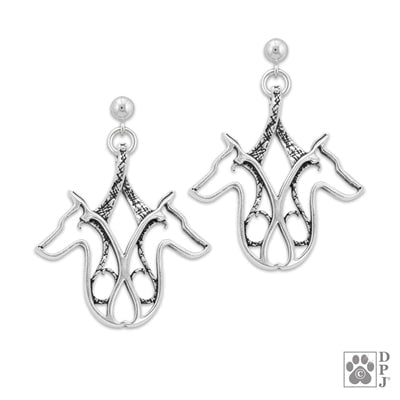 Doberman Pinscher Duo Sterling Silver Earrings