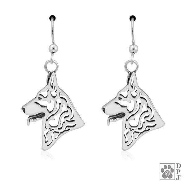 German Shepherd Dog, Head, Earring