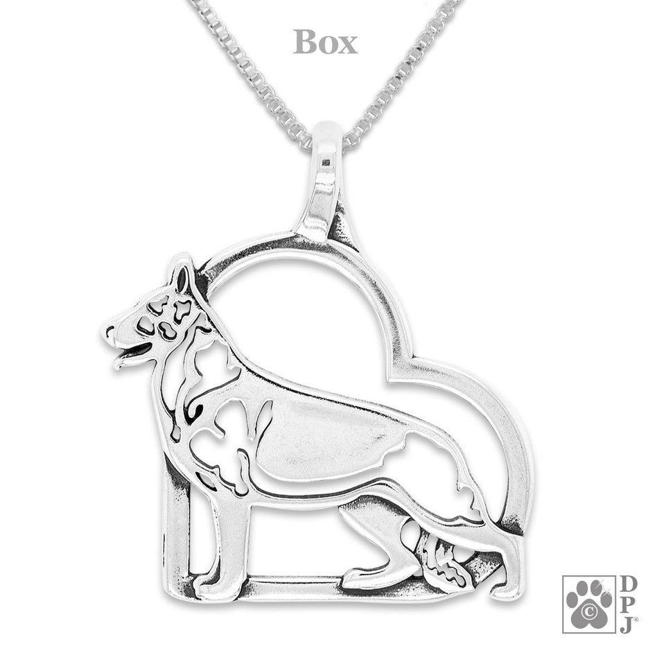 German Shepherd Dog in Heart Necklace, Body