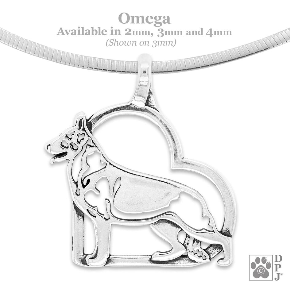 German Shepherd Dog in Heart Necklace, Body