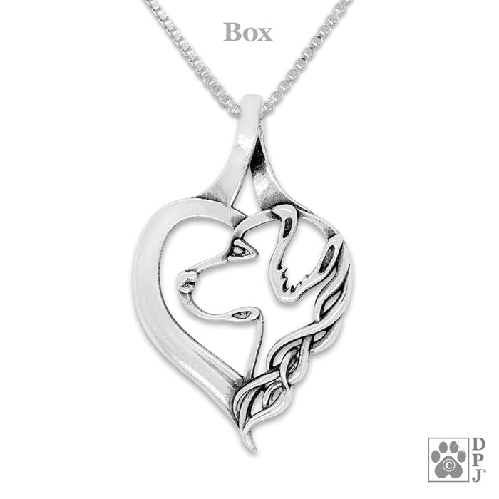 Golden Retriever in Heart Pendant Necklace