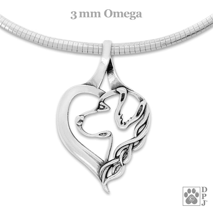 Golden Retriever in Heart Pendant Necklace