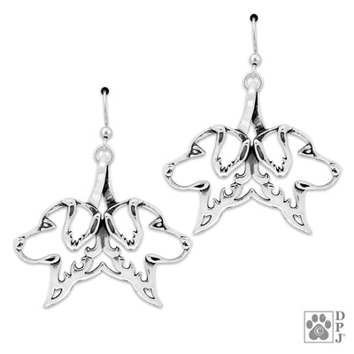 Double Golden Retriever Sterling Silver  Earrings