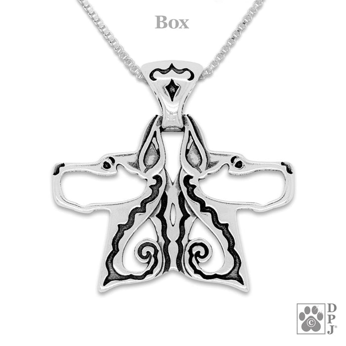 Double Great Dane Pendant Necklace