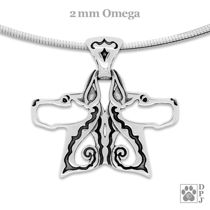 Double Great Dane Pendant Necklace