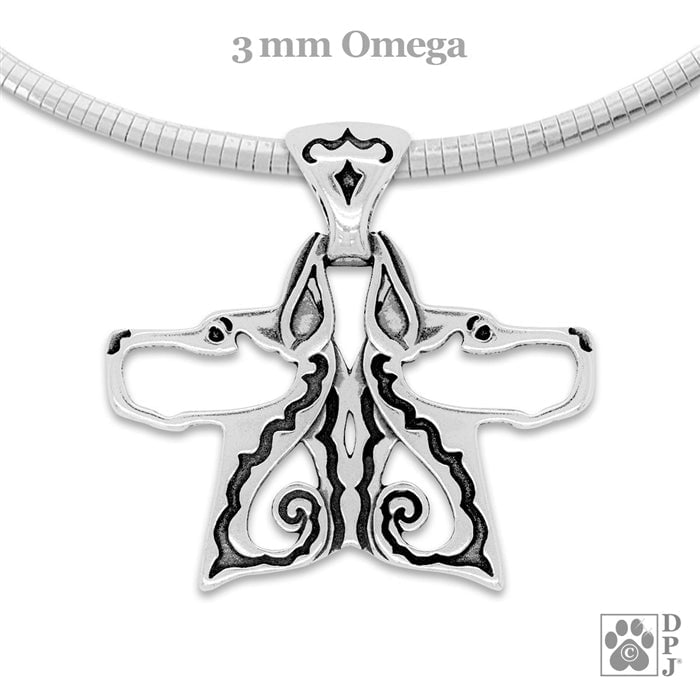 Double Great Dane Pendant Necklace
