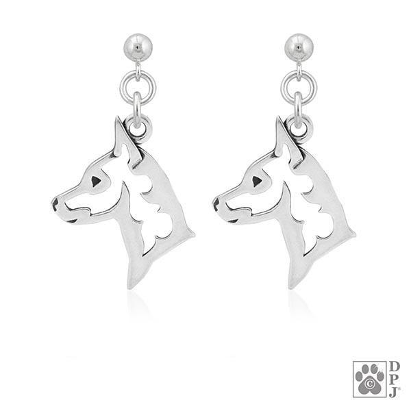 Miniature Pinscher, Head, Earrings