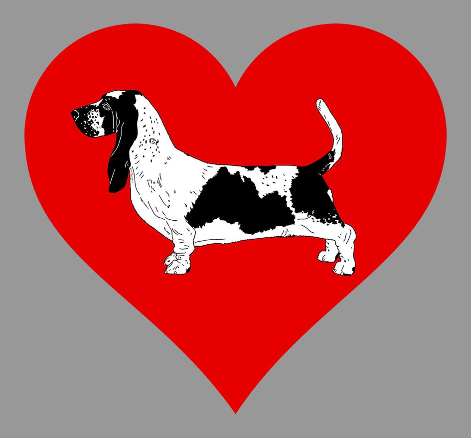 Basset Hound on Heart Left Chest - Full-Zip Hoodie Sweatshirt