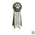 Personalized White Bronze Rosette Paw Ribbon Tie Tack, Pin