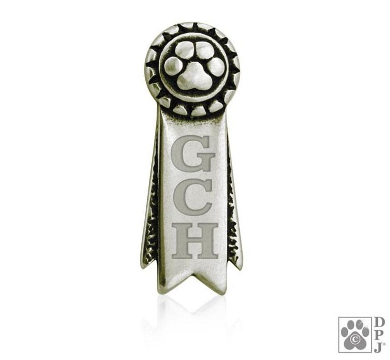 Personalized White Bronze Rosette Paw Ribbon Tie Tack, Pin