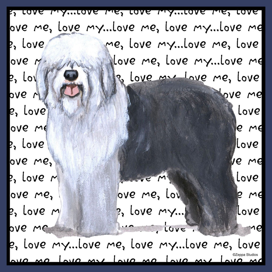 Old English Sheepdog Love Text - Adult Unisex Hoodie Sweatshirt