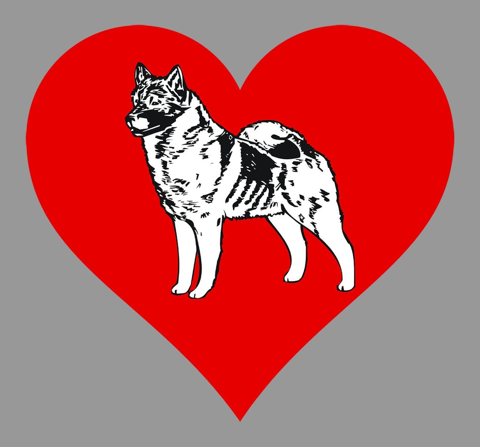 Norwegian Elkhound on Heart Left Chest - Full-Zip Hoodie Sweatshirt