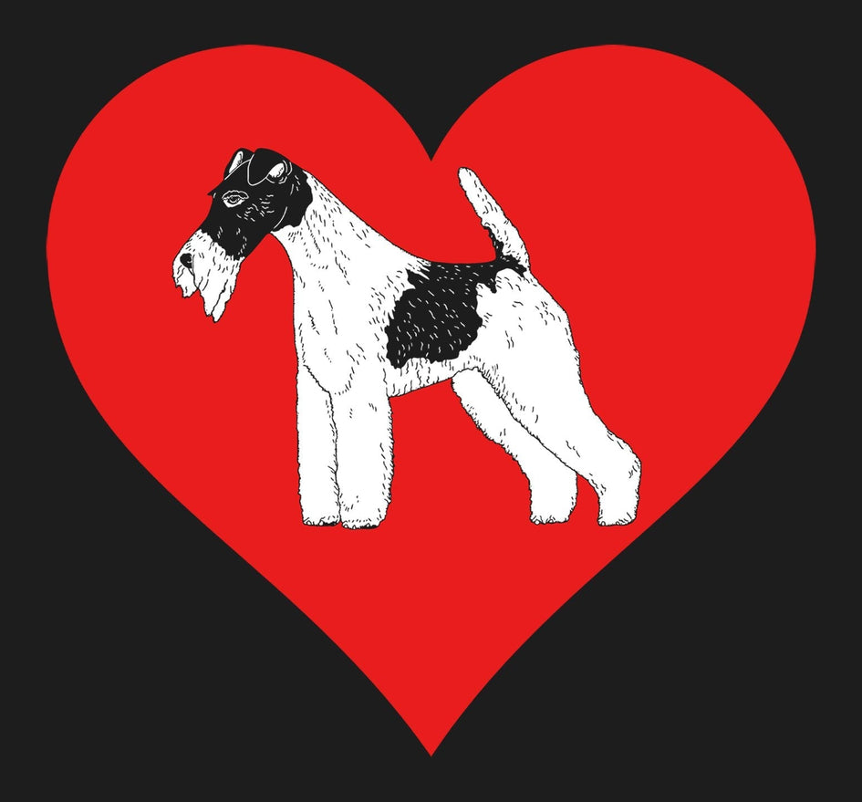 Wire Hair Fox Terrier on Heart Left Chest - Full-Zip Hoodie Sweatshirt