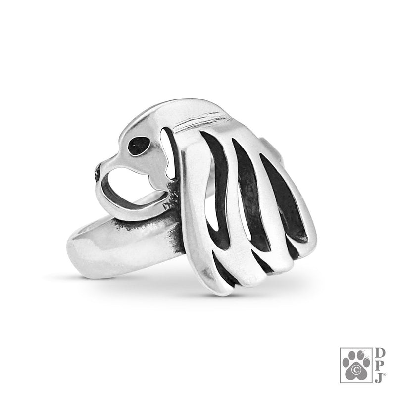 Cavalier King Charles Spaniel, Head, Sterling Silver Ring