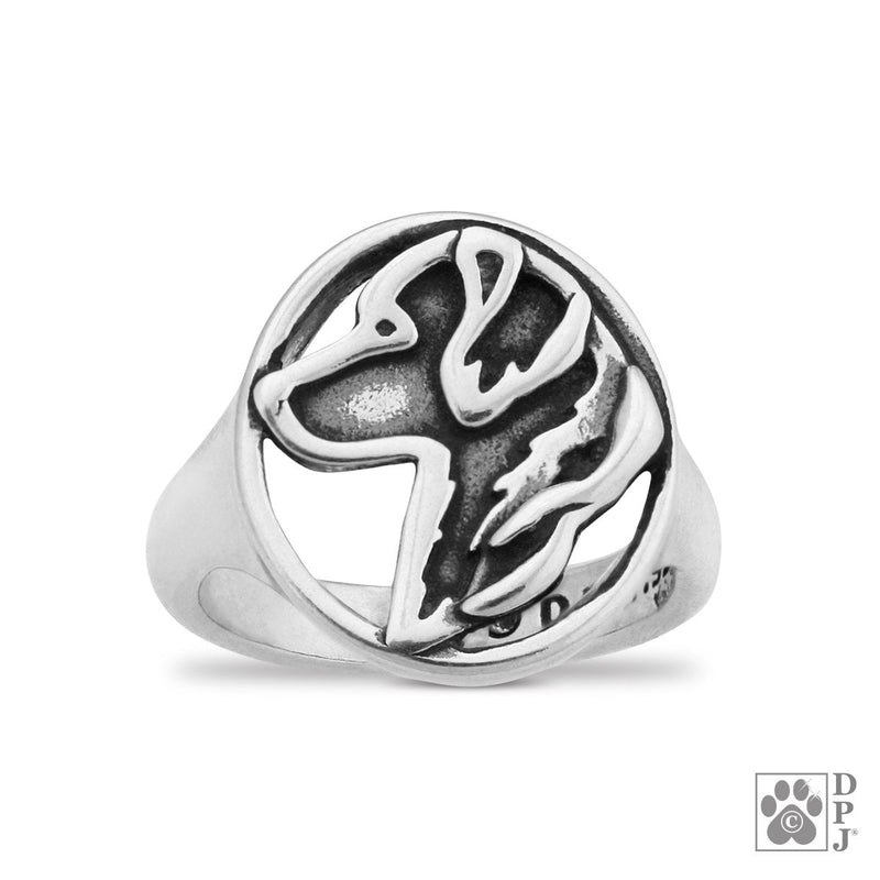 Golden Retriever, Head, Sterling Silver Ring