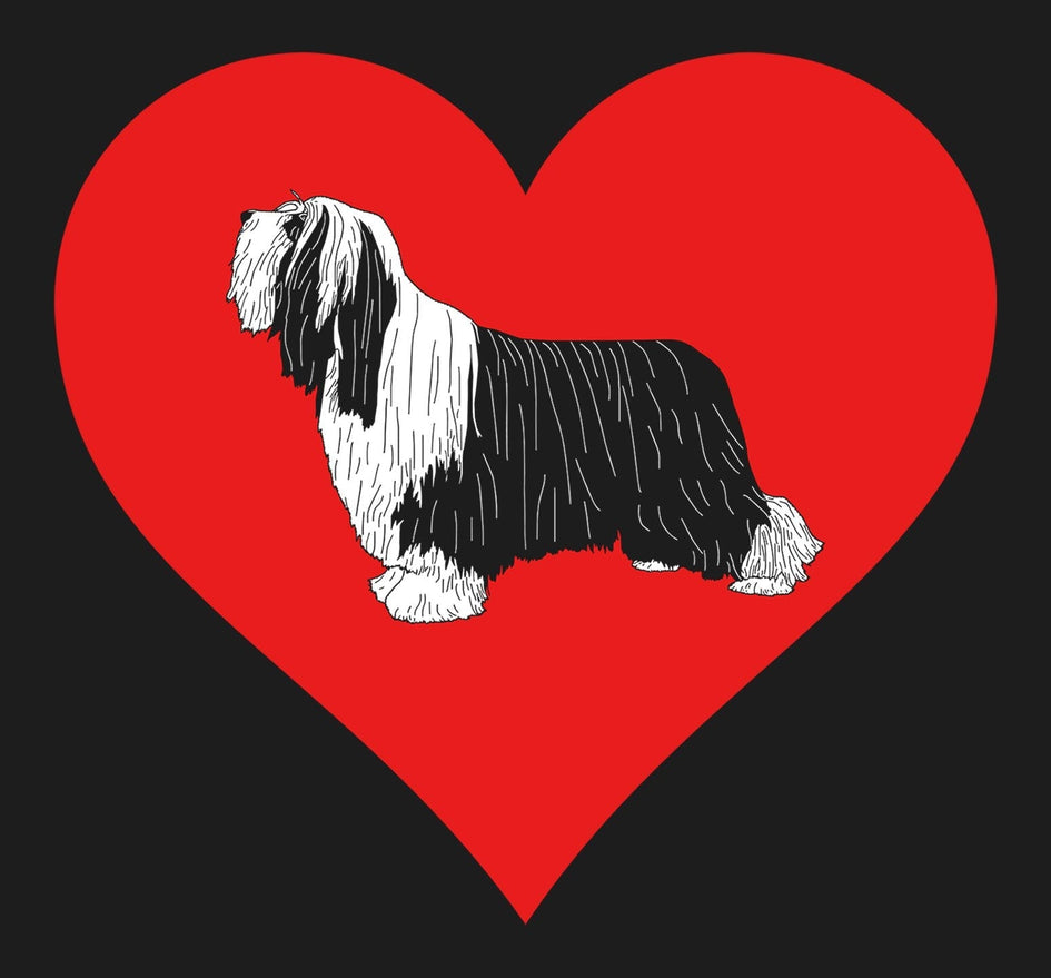 Bearded Collie on Heart Left Chest - Full-Zip Hoodie Sweatshirt