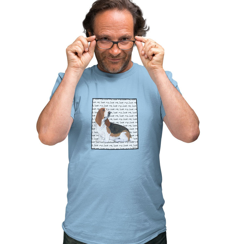 Basset Hound Love Text - Adult Unisex T-Shirt